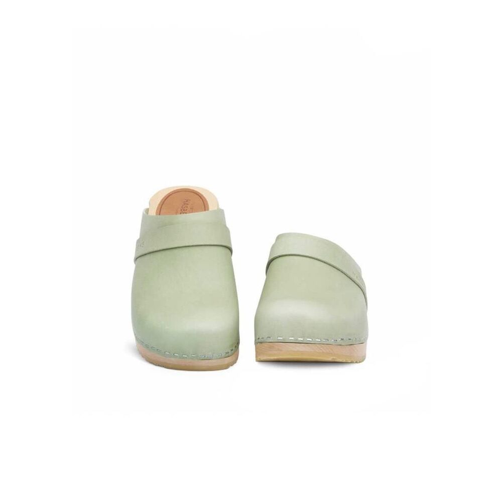 Swedish Hasbeens Swedish Husband Clogs in Giava Green Size 38/8